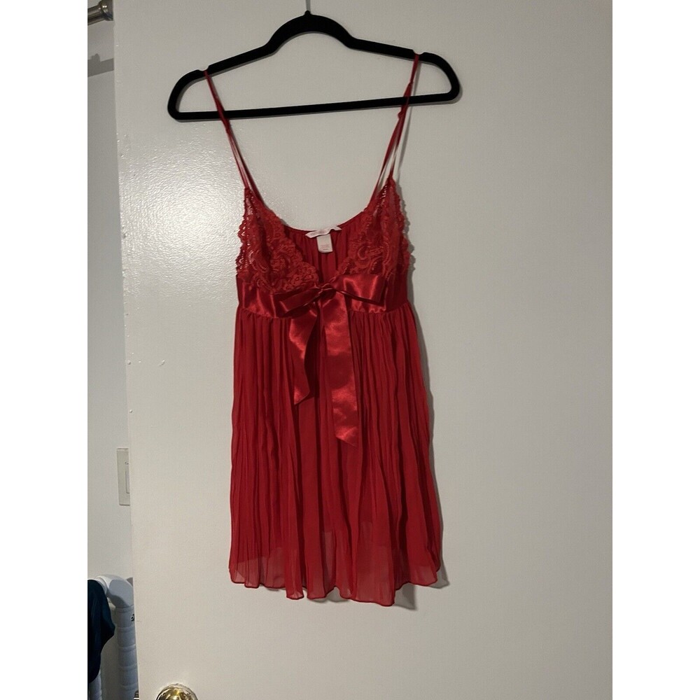 Vtg‎ Victoria’s Secret Lingerie Red Sheer Lace Satin Bow Sexy Women’s Sz M
